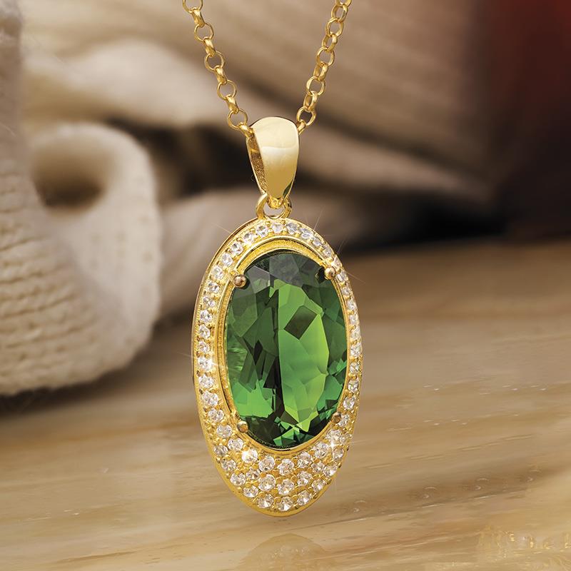 Verdant Royalty Helenite Pendant, Chain & Ring